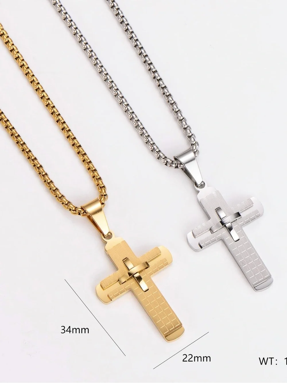 Silver Plated 3D Cross Pendant Necklace